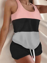Vest Shorts Printed Color Matching Casual Suit